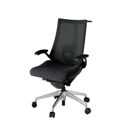 アクト2 KJ-455JVH-ZTT1 メッシュバック プレーン ランバーサポート 固定肘 ハンガーナイロンキャスター[ ベースカラー: ZT 張地カラー: T1 / ブラック  ]