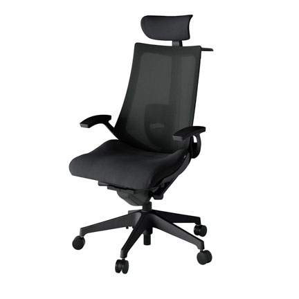 アクト2 KJ-455JVX-T1T1 メッシュバック プレーン ランバーサポート 固定肘 ヘッドサポート ( クロス ) ハンガー ナイロンキャスター[ ベースカラー: T1 張地カラー: T1 / ブラック  ]