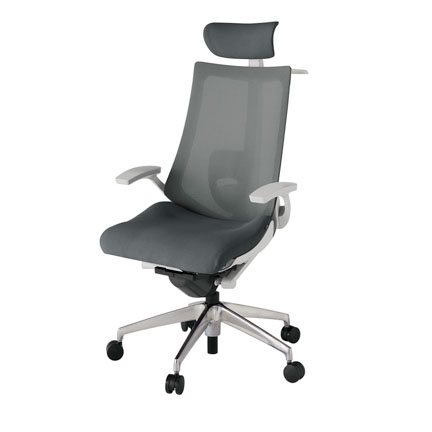 アクト2 KJ-455JVX-ZNC3 メッシュバック プレーン ランバーサポート 固定肘 ヘッドサポート ( クロス ) ハンガー ナイロンキャスター[ ベースカラー: ZN 張地カラー: C3 / ダークグレー  ]