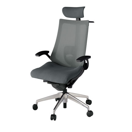 アクト2 KJ-455JVX-ZTC3 メッシュバック プレーン ランバーサポート 固定肘 ヘッドサポート ( クロス ) ハンガー ナイロンキャスター[ ベースカラー: ZT 張地カラー: C3 / ダークグレー  ]