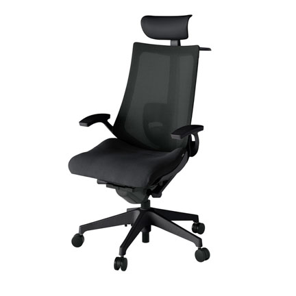 アクト2 KJ-455JVY-T1T1 メッシュバック プレーン ランバーサポート 固定肘 ヘッドサポート ( ビニール ) ハンガー ナイロンキャスター[ ベースカラー: T1 張地カラー: T1 / ブラック  ]