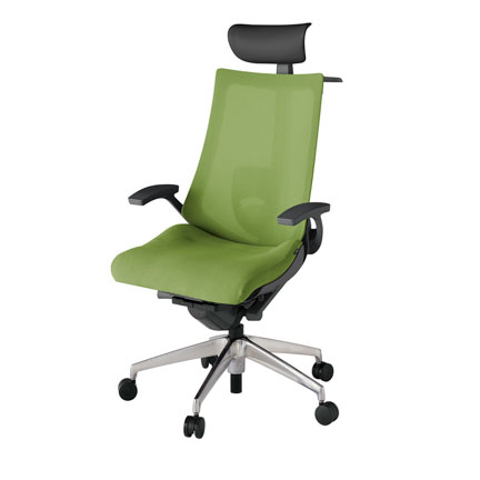 アクト2 KJ-455JVY-ZDQ7 メッシュバック プレーン ランバーサポート 固定肘 ヘッドサポート ( ビニール ) ハンガー ナイロンキャスター[ ベースカラー: ZD 張地カラー: Q7 / グラスグリーン  ]