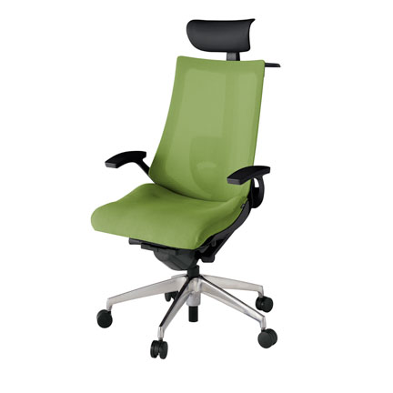 アクト2 KJ-455JVY-ZTQ7 メッシュバック プレーン ランバーサポート 固定肘 ヘッドサポート ( ビニール ) ハンガー ナイロンキャスター[ ベースカラー: ZT 張地カラー: Q7 / グラスグリーン  ]