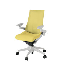 アクト2 KJ-457JE-GNU6 メッシュバック テクスチャード ランバーサポート 可動肘 ナイロンキャスター[ ベースカラー: GN 張地カラー: U6 / カナリアイエロー  ]