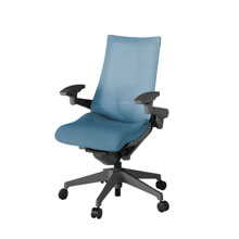 アクト2 KJ-457JE-W2B4 メッシュバック テクスチャード ランバーサポート 可動肘 ナイロンキャスター[ ベースカラー: W2 張地カラー: B4 / ダックブルー  ]