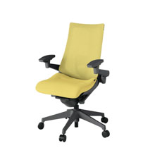 アクト2 KJ-457JE-W2U6 メッシュバック テクスチャード ランバーサポート 可動肘 ナイロンキャスター[ ベースカラー: W2 張地カラー: U6 / カナリアイエロー  ]