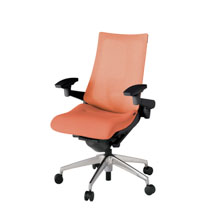 アクト2 KJ-457JE-ZTD4 メッシュバック テクスチャード ランバーサポート 可動肘 ナイロンキャスター[ ベースカラー: ZT 張地カラー: D4 / パーシモオレンジ  ]