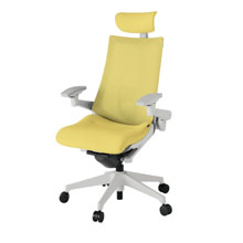 アクト2 KJ-457JEE-GNU6 メッシュバック テクスチャード ランバーサポート 可動肘 ヘッドサポート ( クロス ) ナイロンキャスター[ ベースカラー: GN 張地カラー: U6 / カナリアイエロー  ]