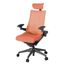 アクト2 KJ-457JEE-W2D4 メッシュバック テクスチャード ランバーサポート 可動肘 ヘッドサポート ( クロス ) ナイロンキャスター[ ベースカラー: W2 張地カラー: D4 / パーシモオレンジ  ]