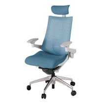 アクト2 KJ-457JEE-ZNB4 メッシュバック テクスチャード ランバーサポート 可動肘 ヘッドサポート ( クロス ) ナイロンキャスター [ ベースカラー: ZN 張地カラー: B4 / ダックブルー  ]