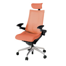 アクト2 KJ-457JEE-ZTD4 メッシュバック テクスチャード ランバーサポート 可動肘 ヘッドサポート ( クロス ) ナイロンキャスター[ ベースカラー: ZT 張地カラー: D4 / パーシモオレンジ  ]