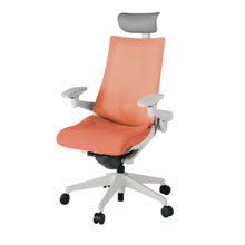 アクト2 KJ-457JEF-GND4 メッシュバック テクスチャード ランバーサポート 可動肘 ヘッドサポート ( ビニール ) ナイロンキャスター[ ベースカラー: GN 張地カラー: D4 / パーシモオレンジ  ]