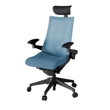 アクト2 KJ-457JEF-T1B4 メッシュバック テクスチャード ランバーサポート 可動肘 ヘッドサポート ( ビニール ) ナイロンキャスター[ ベースカラー: T1 張地カラー: B4 / ダックブルー  ]