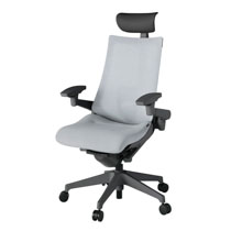 アクト2 KJ-457JEF-W2T7 メッシュバック テクスチャード ランバーサポート 可動肘 ヘッドサポート ( ビニール ) ナイロンキャスター[ ベースカラー: W2 張地カラー: T7 / ホワイトグレー  ]