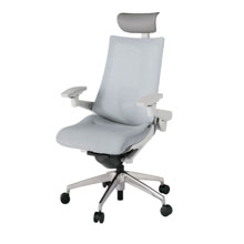 アクト2 KJ-457JEF-ZNT7 メッシュバック テクスチャード ランバーサポート 可動肘 ヘッドサポート ( ビニール ) ナイロンキャスター[ ベースカラー: ZN 張地カラー: T7 / ホワイトグレー  ]