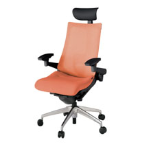 アクト2 KJ-457JEF-ZTD4 メッシュバック テクスチャード ランバーサポート 可動肘 ヘッドサポート ( ビニール ) ナイロンキャスター[ ベースカラー: ZT 張地カラー: D4 / パーシモオレンジ  ]