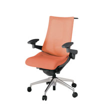 アクト2 KJ-457JEH-ZDD4 メッシュバック テクスチャード ランバーサポート 可動肘 ハンガーナイロンキャスター[ ベースカラー: ZD 張地カラー: D4 / パーシモオレンジ  ]