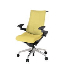 アクト2 KJ-457JEH-ZDU6 メッシュバック テクスチャード ランバーサポート 可動肘 ハンガーナイロンキャスター[ ベースカラー: ZD 張地カラー: U6 / カナリアイエロー  ]