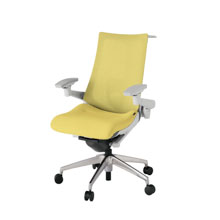 アクト2 KJ-457JEH-ZNU6 メッシュバック テクスチャード ランバーサポート 可動肘 ハンガーナイロンキャスター[ ベースカラー: ZN 張地カラー: U6 / カナリアイエロー  ]