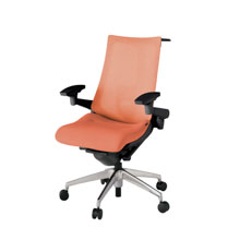 アクト2 KJ-457JEH-ZTD4 メッシュバック テクスチャード ランバーサポート 可動肘 ハンガーナイロンキャスター[ ベースカラー: ZT 張地カラー: D4 / パーシモオレンジ  ]