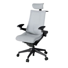 アクト2 KJ-457JEX-T1T7 メッシュバック テクスチャード ランバーサポート 可動肘 ヘッドサポート ( クロス ) ハンガー ナイロンキャスター [ ベースカラー: T1 張地カラー: T7 / ホワイトグレー  ]