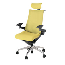 アクト2 KJ-457JEX-ZDU6 メッシュバック テクスチャード ランバーサポート 可動肘 ヘッドサポート ( クロス ) ハンガー ナイロンキャスター[ ベースカラー: ZD 張地カラー: U6 / カナリアイエロー  ]