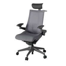 アクト2 KJ-457JEY-W2T3 メッシュバック テクスチャード ランバーサポート 可動肘 ヘッドサポート ( ビニール ) ハンガー ナイロンキャスター[ ベースカラー: W2 張地カラー: T3 / ダークグレー  ]
