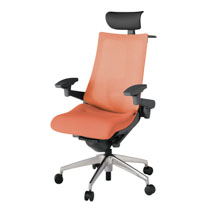 アクト2 KJ-457JEY-ZDD4 メッシュバック テクスチャード ランバーサポート 可動肘 ヘッドサポート ( ビニール ) ハンガー ナイロンキャスター[ ベースカラー: ZD 張地カラー: D4 / パーシモオレンジ  ]