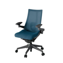 アクト2 KJ-457JV-W2N3 メッシュバック プレーン ランバーサポート 可動肘 ナイロンキャスター[ ベースカラー: W2 張地カラー: N3 / ライトインディゴ  ]