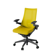 アクト2 KJ-457JV-W2U5 メッシュバック プレーン ランバーサポート 可動肘 ナイロンキャスター[ ベースカラー: W2 張地カラー: U5 / ストロングイエロー  ]