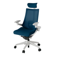 アクト2 KJ-457JVE-GNB2 メッシュバック プレーン ランバーサポート 可動肘 ヘッドサポート ( クロス ) ナイロンキャスター[ ベースカラー: GN 張地カラー: B2 / ネイビーブルー  ]