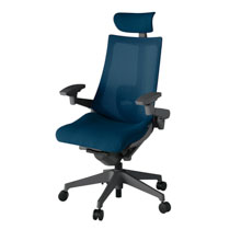 アクト2 KJ-457JVE-W2B2 メッシュバック プレーン ランバーサポート 可動肘 ヘッドサポート ( クロス ) ナイロンキャスター[ ベースカラー: W2 張地カラー: B2 / ネイビーブルー  ]