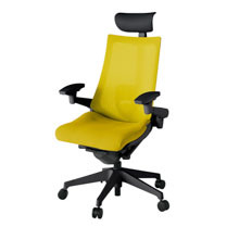 アクト2 KJ-457JVF-T1U5 メッシュバック プレーン ランバーサポート 可動肘 ヘッドサポート ( ビニール ) ナイロンキャスター[ ベースカラー: T1 張地カラー: U5 / ストロングイエロー  ]