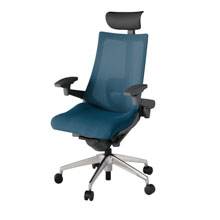 アクト2 KJ-457JVF-ZDN3 メッシュバック プレーン ランバーサポート 可動肘 ヘッドサポート ( ビニール ) ナイロンキャスター[ ベースカラー: ZD 張地カラー: N3 / ライトインディゴ  ]