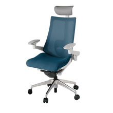 アクト2 KJ-457JVF-ZNN3 メッシュバック プレーン ランバーサポート 可動肘 ヘッドサポート ( ビニール ) ナイロンキャスター[ ベースカラー: ZN 張地カラー: N3 / ライトインディゴ  ]