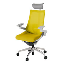 アクト2 KJ-457JVF-ZNU5 メッシュバック プレーン ランバーサポート 可動肘 ヘッドサポート ( ビニール ) ナイロンキャスター[ ベースカラー: ZN 張地カラー: U5 / ストロングイエロー  ]