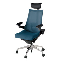 アクト2 KJ-457JVF-ZTN3 メッシュバック プレーン ランバーサポート 可動肘 ヘッドサポート ( ビニール ) ナイロンキャスター[ ベースカラー: ZT 張地カラー: N3 / ライトインディゴ  ]