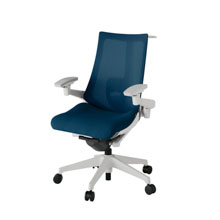 アクト2 KJ-457JVH-GNB2 メッシュバック プレーン ランバーサポート 可動肘 ハンガーナイロンキャスター[ ベースカラー: GN 張地カラー: B2 / ネイビーブルー  ]