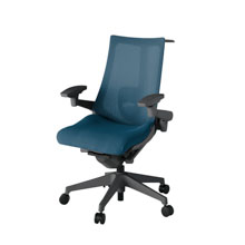 アクト2 KJ-457JVH-W2N3 メッシュバック プレーン ランバーサポート 可動肘 ハンガーナイロンキャスター[ ベースカラー: W2 張地カラー: N3 / ライトインディゴ  ]