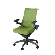 アクト2 KJ-457JVH-W2Q7 メッシュバック プレーン ランバーサポート 可動肘 ハンガーナイロンキャスター[ ベースカラー: W2 張地カラー: Q7 / グラスグリーン  ]