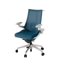 アクト2 KJ-457JVH-ZNN3 メッシュバック プレーン ランバーサポート 可動肘 ハンガーナイロンキャスター[ ベースカラー: ZN 張地カラー: N3 / ライトインディゴ  ]