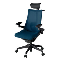 アクト2 KJ-457JVY-T1B2 メッシュバック プレーン ランバーサポート 可動肘 ヘッドサポート ( ビニール ) ハンガー ナイロンキャスター[ ベースカラー: T1 張地カラー: B2 / ネイビーブルー  ]