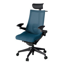 アクト2 KJ-457JVY-T1N3 メッシュバック テクスチャード ランバーサポート 可動肘 ヘッドサポート ( ビニール ) ハンガー ナイロンキャスター[ ベースカラー: T1 張地カラー: N3 / ライトインディゴ  ]