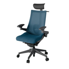 アクト2 KJ-457JVY-W2N3 メッシュバック プレーン ランバーサポート 可動肘 ヘッドサポート ( ビニール ) ハンガー ナイロンキャスター[ ベースカラー: W2 張地カラー: N3 / ライトインディゴ  ]