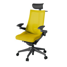 アクト2 KJ-457JVY-W2U5 メッシュバック テクスチャード ランバーサポート 可動肘 ヘッドサポート ( ビニール ) ハンガー ナイロンキャスター[ ベースカラー: W2 張地カラー: U5 / ストロングイエロー  ]