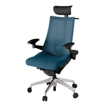 アクト2 KJ-457JVY-ZTN3 メッシュバック プレーン ランバーサポート 可動肘 ヘッドサポート ( ビニール ) ハンガー ナイロンキャスター[ ベースカラー: ZT 張地カラー: N3 / ライトインディゴ  ]