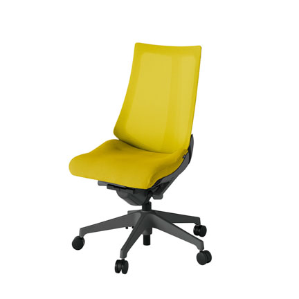 アクト2 KJ-470JV-W2U5 メッシュバック プレーン ナイロンキャスター[ ベースカラー: W2 張地カラー: U5 / ストロングイエロー  ]