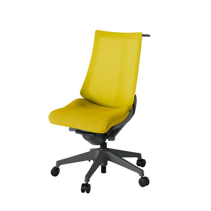 アクト2 KJ-470JVH-W2U5 メッシュバック プレーン ハンガーナイロンキャスター[ ベースカラー: W2 張地カラー: U5 / ストロングイエロー  ]