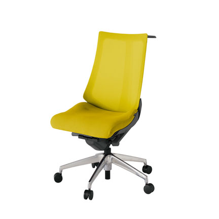 アクト2 KJ-470JVH-ZDU5 メッシュバック プレーン ハンガーナイロンキャスター[ ベースカラー: ZD 張地カラー: U5 / ストロングイエロー  ]