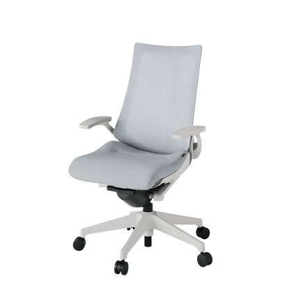 アクト2 KJ-475JE-GNT7 メッシュバック テクスチャード 固定肘 ナイロンキャスター[ ベースカラー: GN 張地カラー: T7 / ホワイトグレー  ]